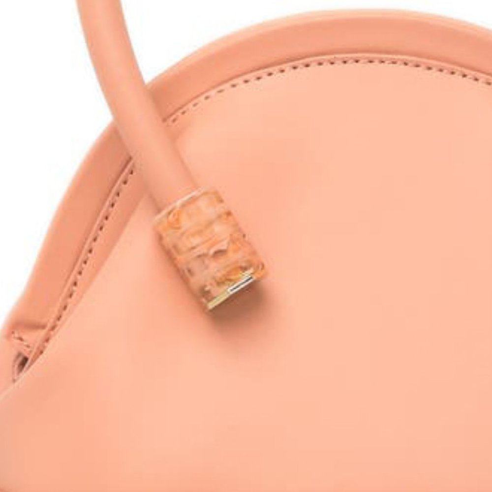 NEW Louise et Cie Isel Leather Pink Carnation Novelty Curved Frame Bucket Bag - Picture 4 of 7